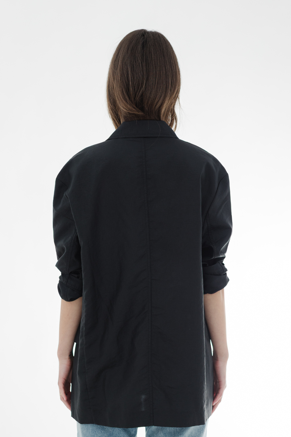 Tibi Crispy Nylon Liam Blazer in Black | Shop Tula
