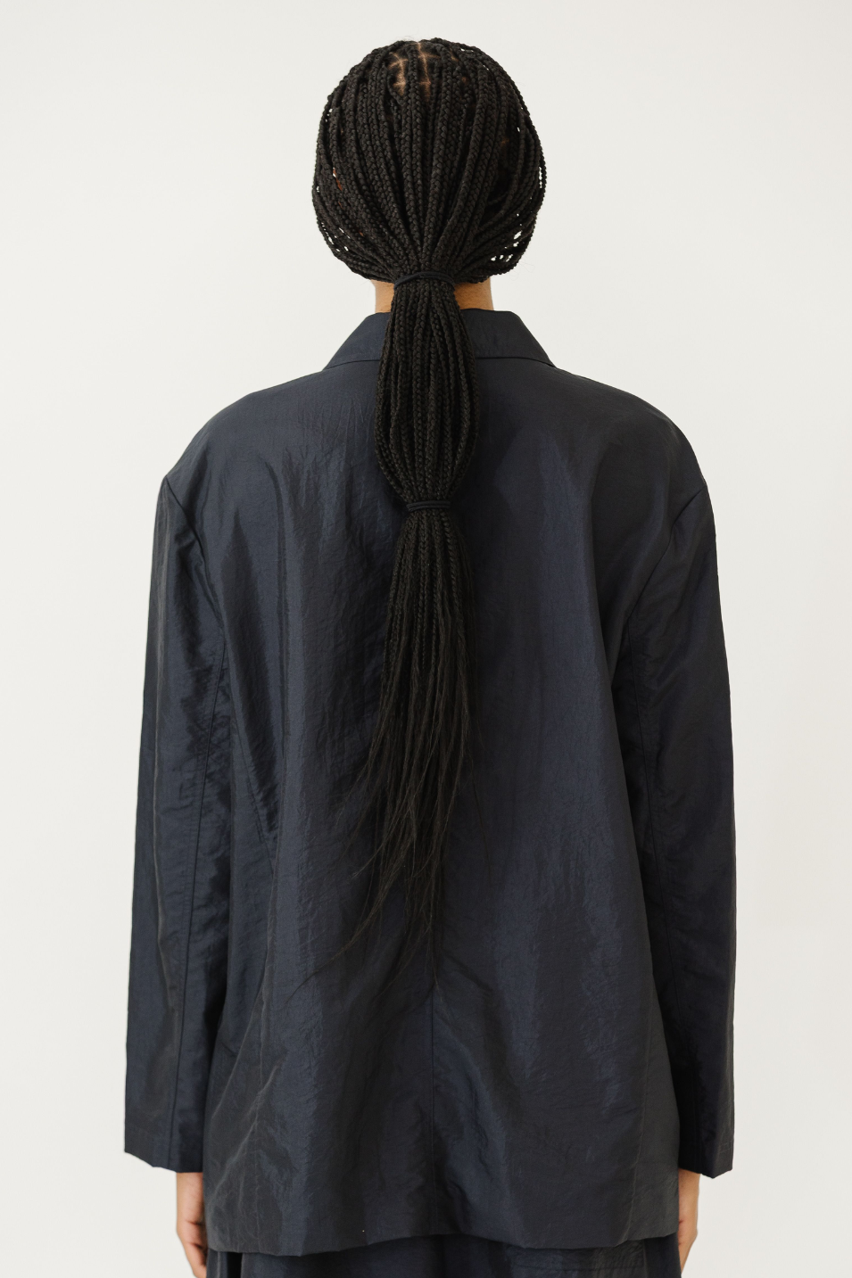 Tibi Crispy Nylon Liam Blazer in Navy | Tula's Online Boutique