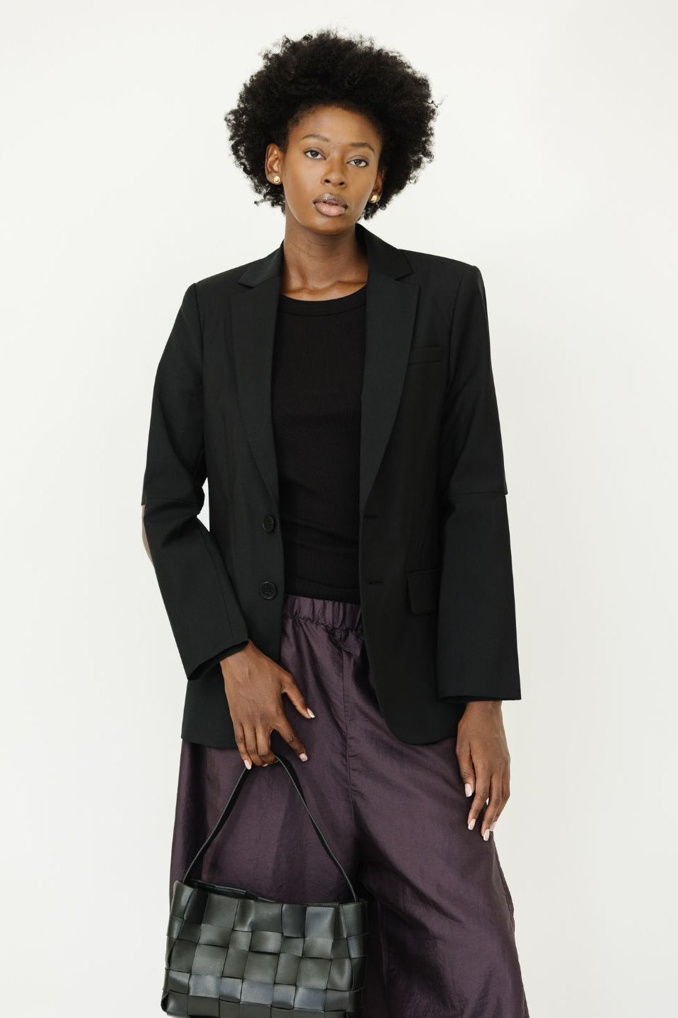 Tibi Cutout Sleeve Marlon Blazer in Black | Shop Tula