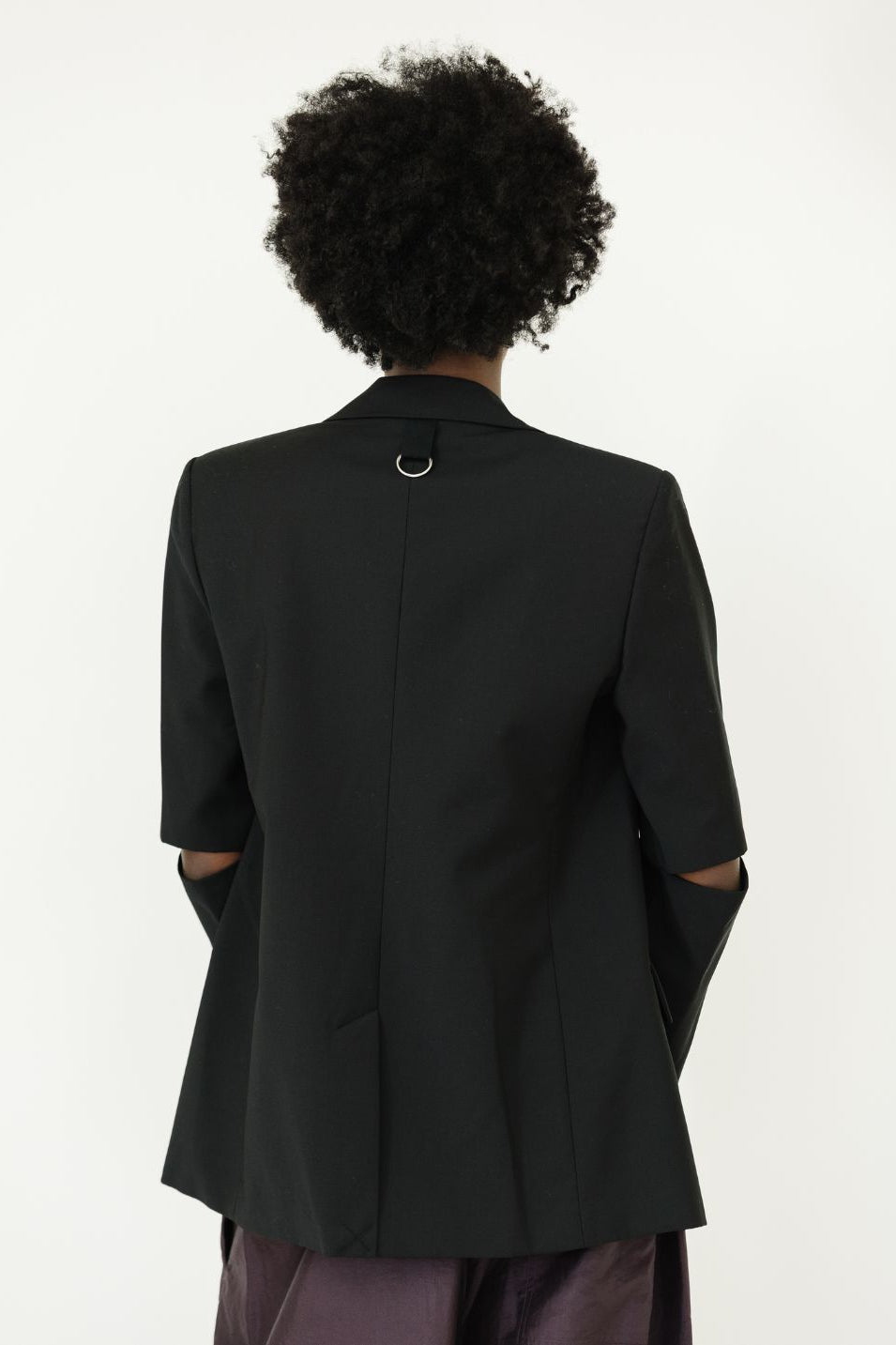 Tibi Cutout Sleeve Marlon Blazer in Black Back | Shop Tula