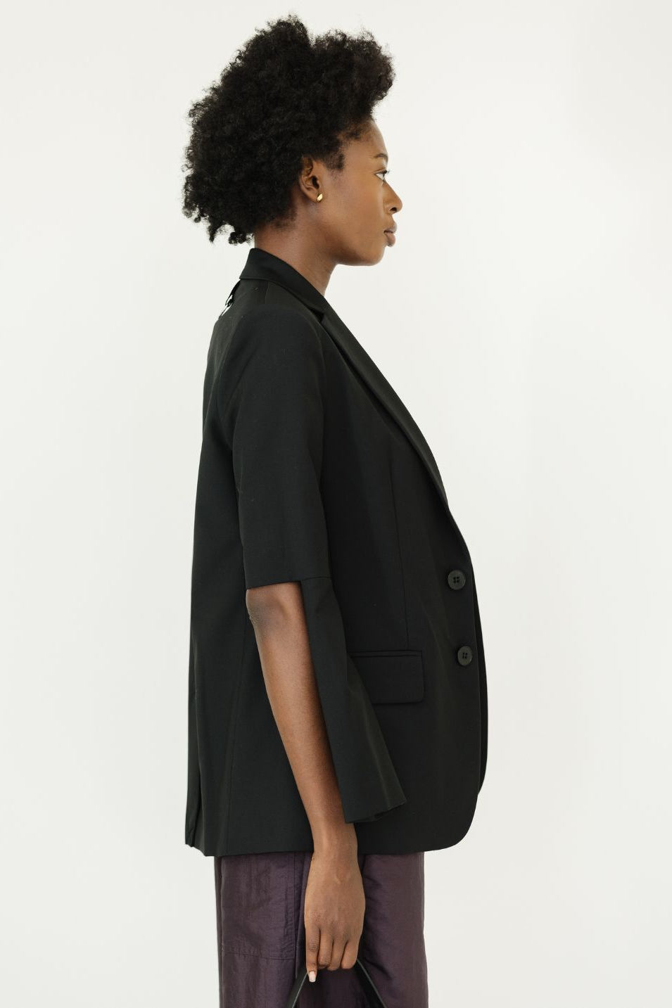 Tibi Cutout Sleeve Marlon Blazer in Black Side | Shop Tula