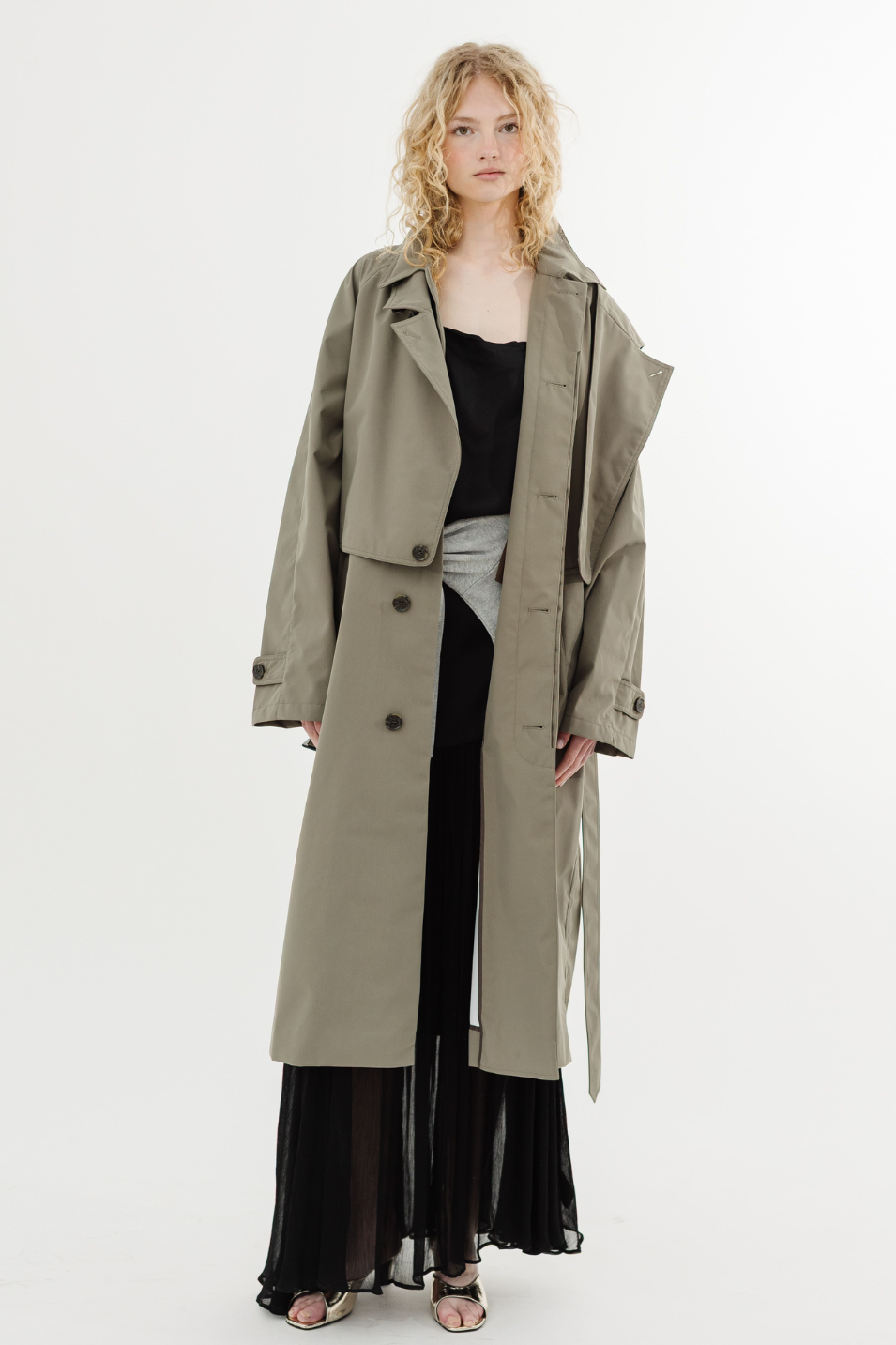 Tibi Double Collar Frank Trench | Shop Tula