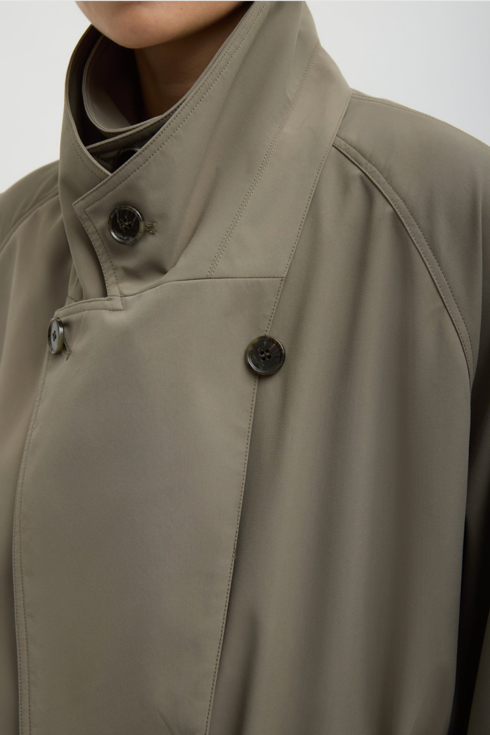 Tibi Double Collar Frank Trench in Dark Hazelnut | Shop Tula