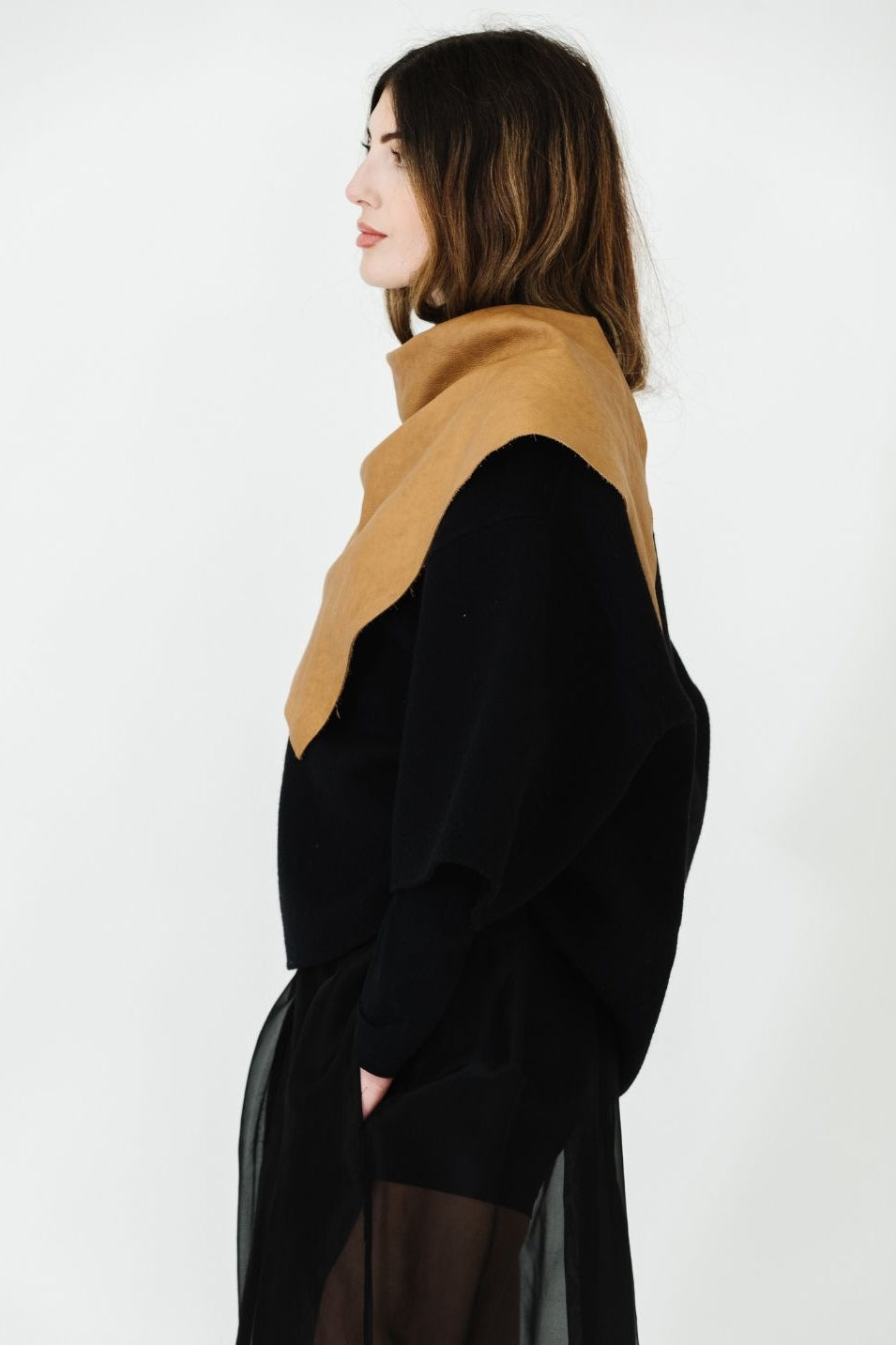 Tibi Double Faced Wool Angora V-Neck in Black | Shop Tula