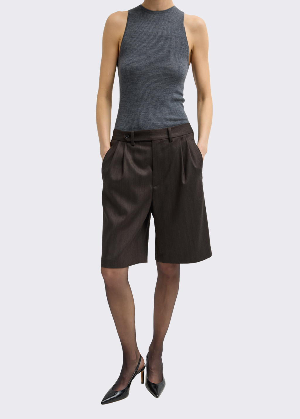 Tibi Herringbone Suiting Short | Shop Tula
