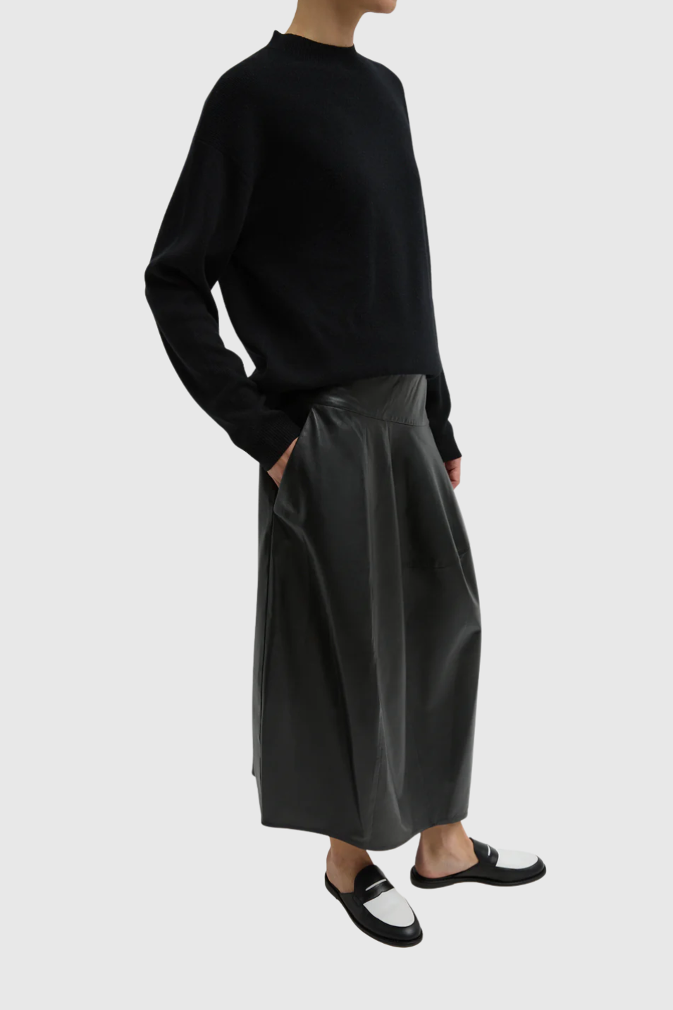 Tibi Leather Asymmetrical Balloon Skirt | Shop Tula