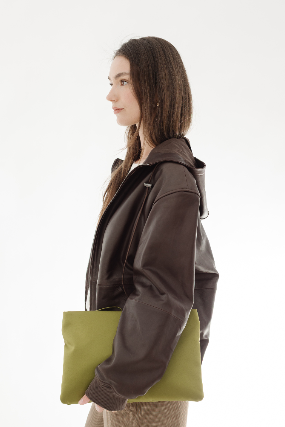 Tibi Leather Zip Up Hoodie Jacket | Shop Tula