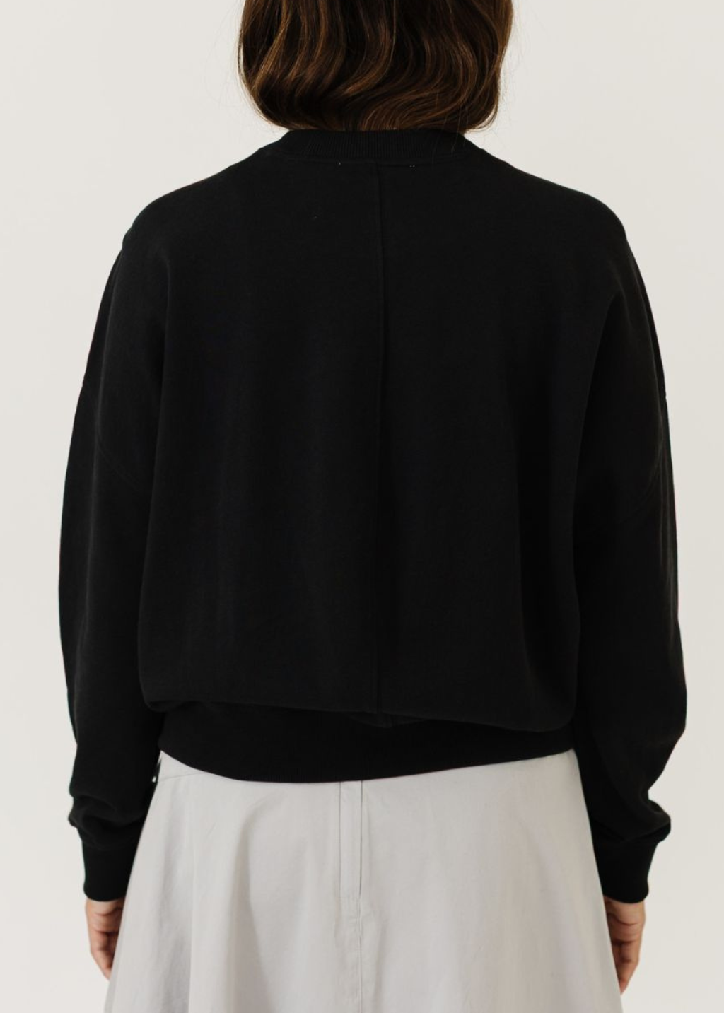 Tibi Light Weight Sweatshirting Crewneck in Black | Shop Tula