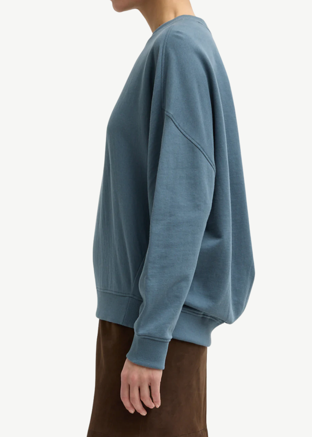 Tibi Light Weight Sweatshirting Crewneck in Blue Grey | Shop Tula