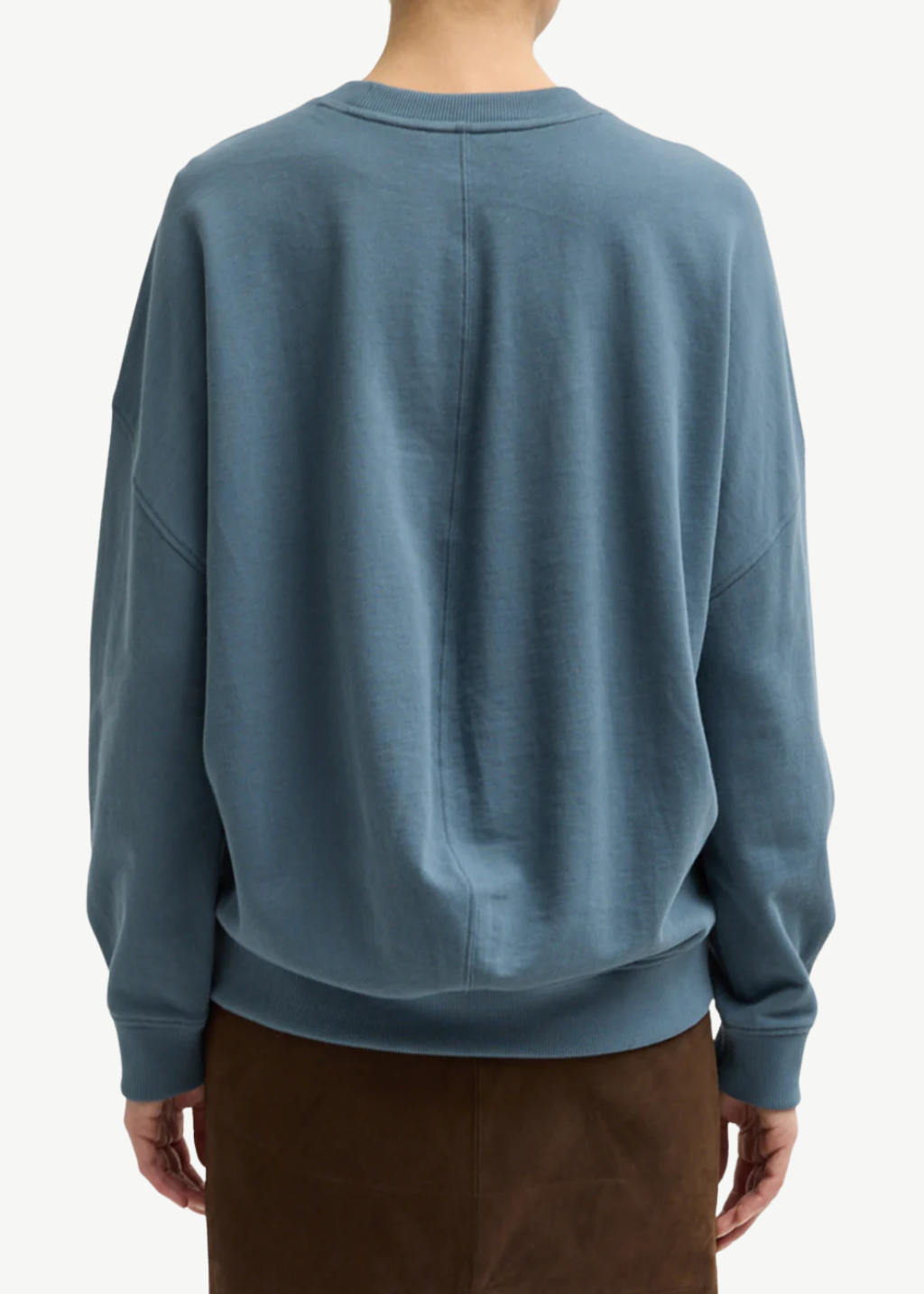 Tibi Light Weight Sweatshirting Crewneck in Blue Grey | Shop Tula