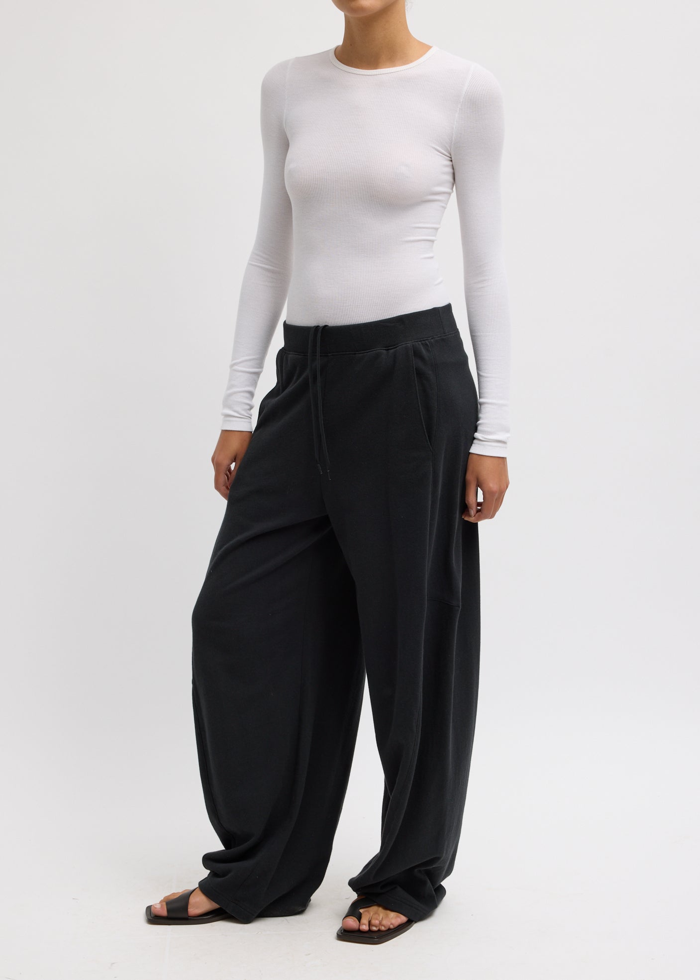Tibi Light Weight Sweatshirting Winslow Pant in Black | Shop Tula