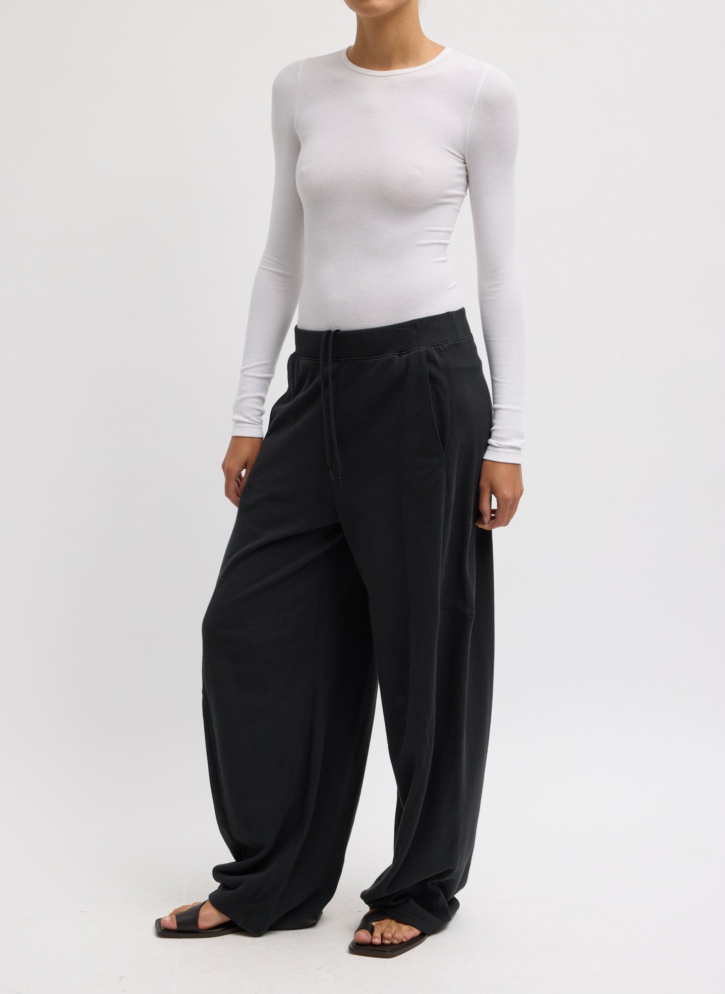 Tibi Light Weight Sweatshirting Winslow Pant in Black | Shop Tula