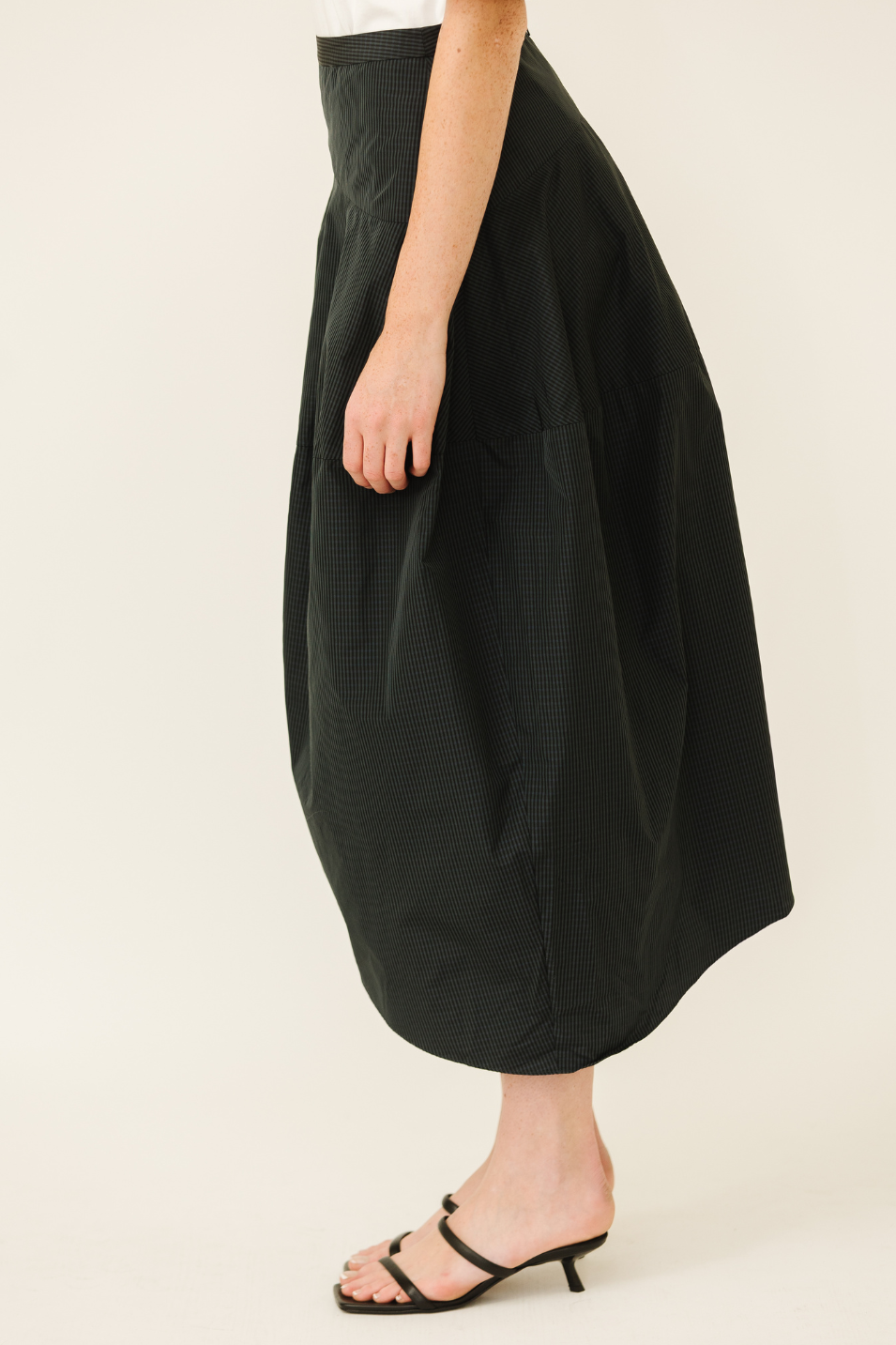 Tibi Menswear Nylon Asymmetrical Balloon Skirt in Navy Multi | Shop Tula