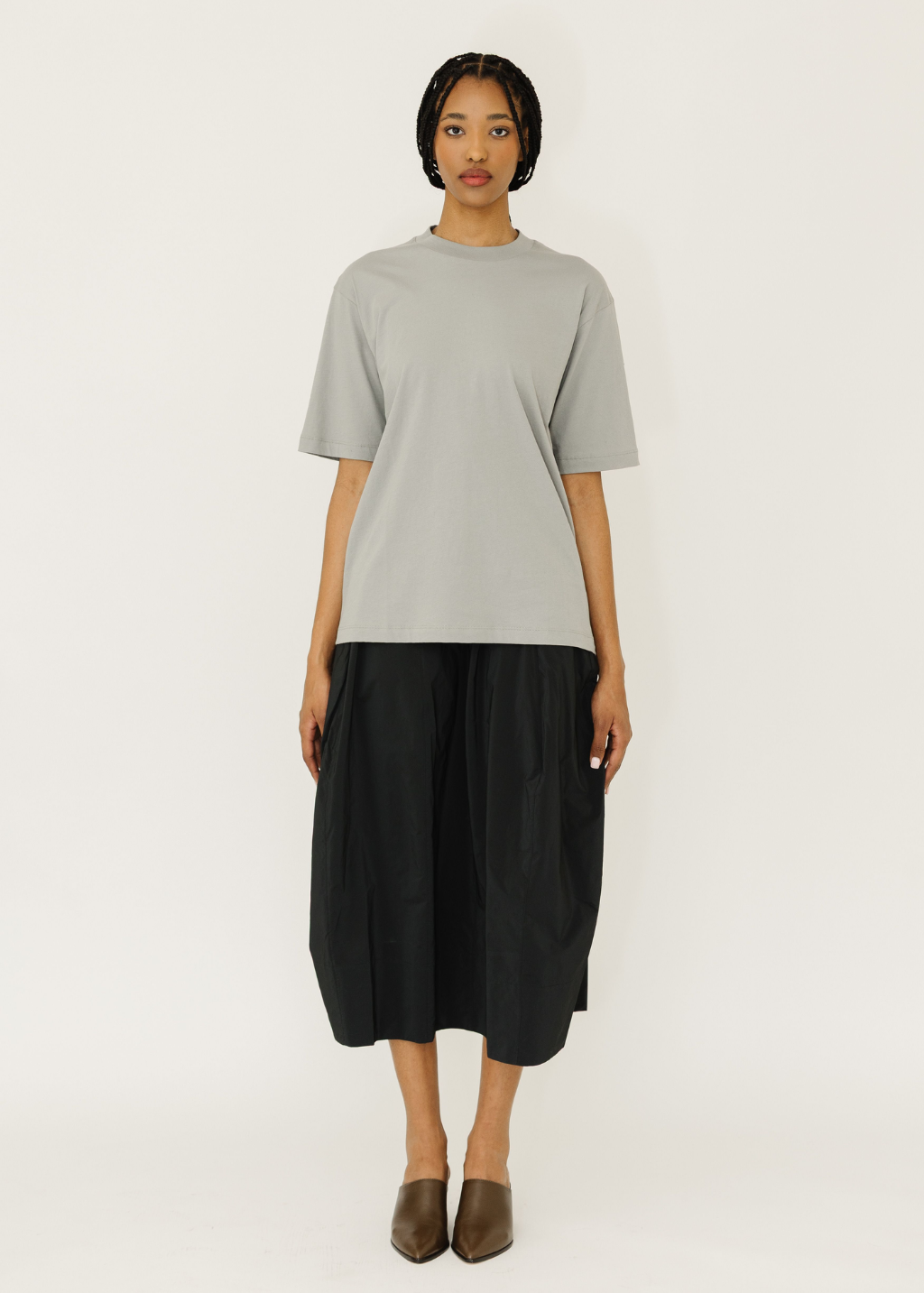 Tibi Mock Neck Unisex T-Shirt in Pumice | Shop Tula