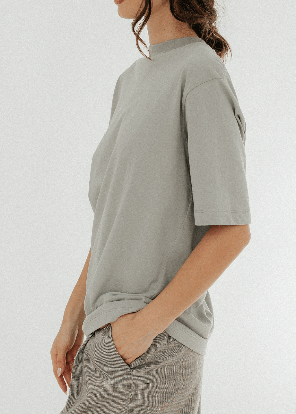Tibi Mock Neck in Pumice Grey | Shop Tula