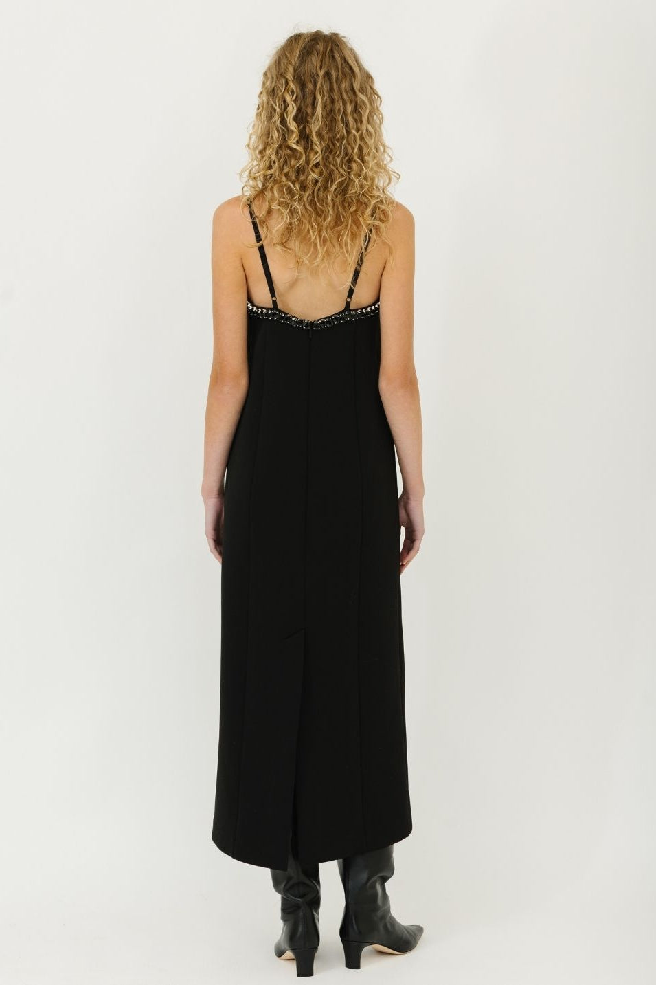 Tibi Nylon Beaded Strappy Dress in Black | Shop Tula