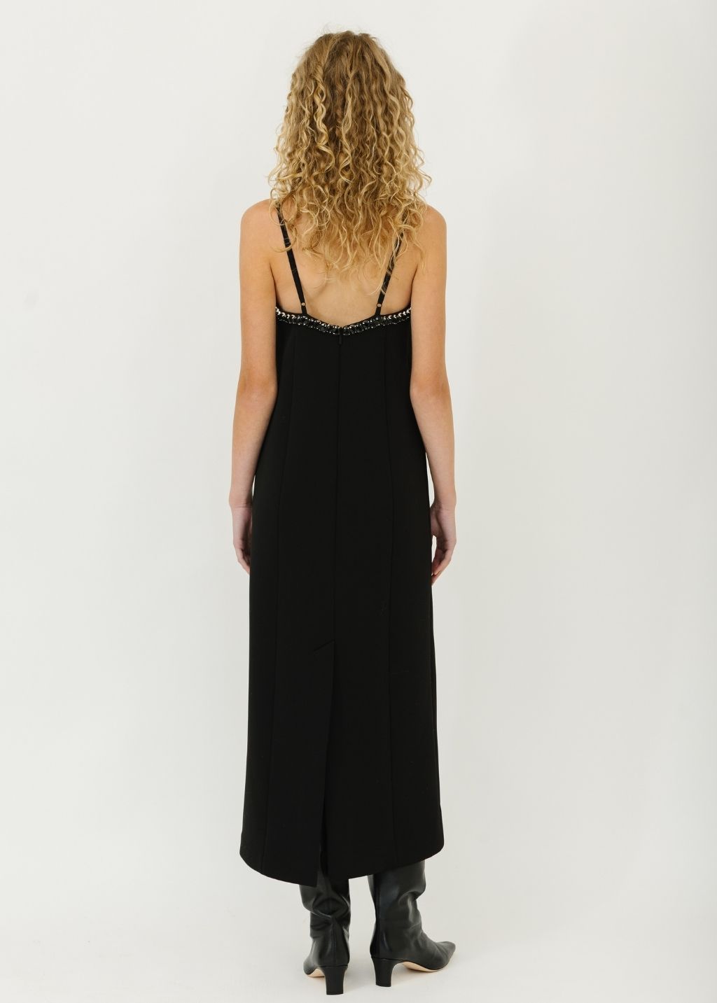Tibi Nylon Beaded Strappy Dress in Black | Shop Tula