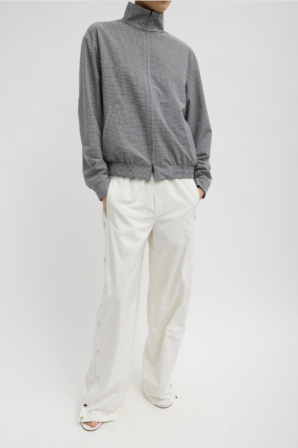 Tibi Nylon Snap Pull On Jogger in White | Shop Tula