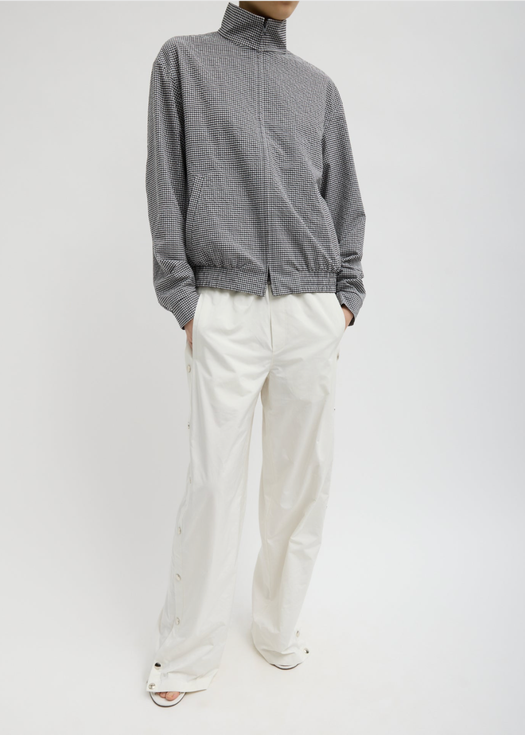 Tibi Nylon Snap Pull On Jogger in White | Shop Tula