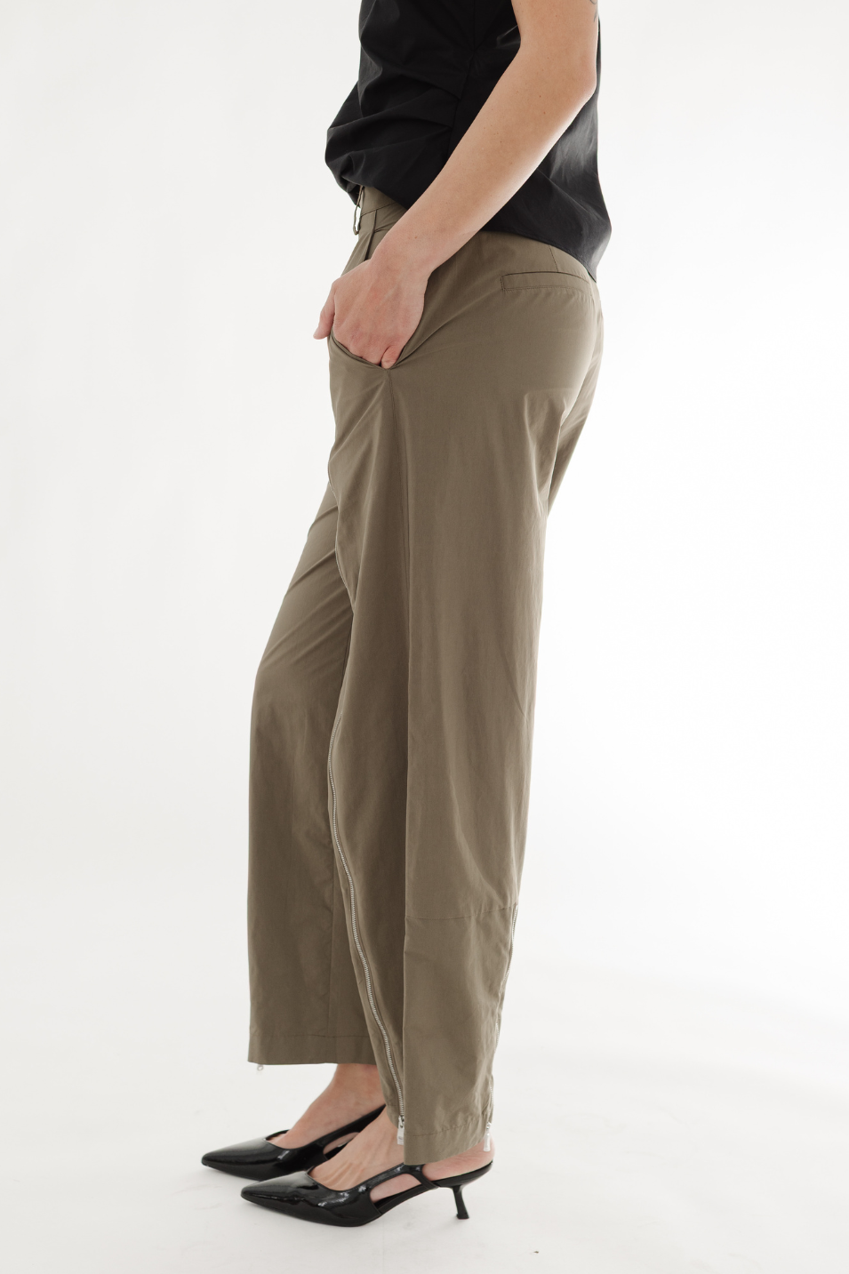 Tibi Nylon Zipper Trouser | Shop Tula