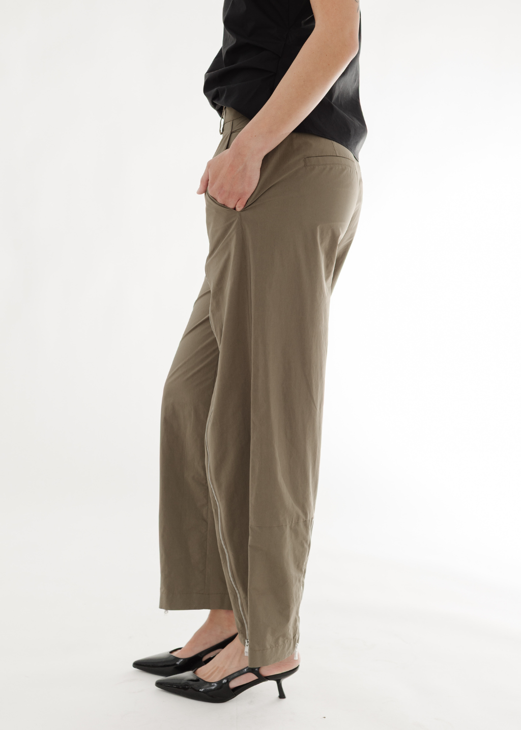 Tibi Nylon Zipper Trouser | Shop Tula