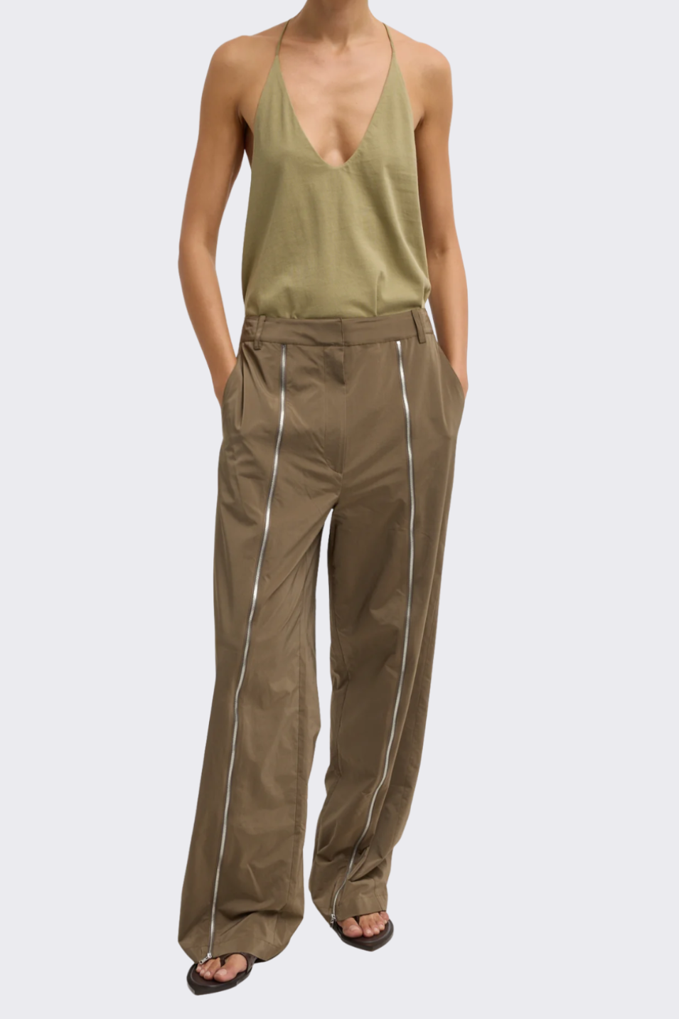 Tibi Nylon Zipper Trouser | Shop Tula