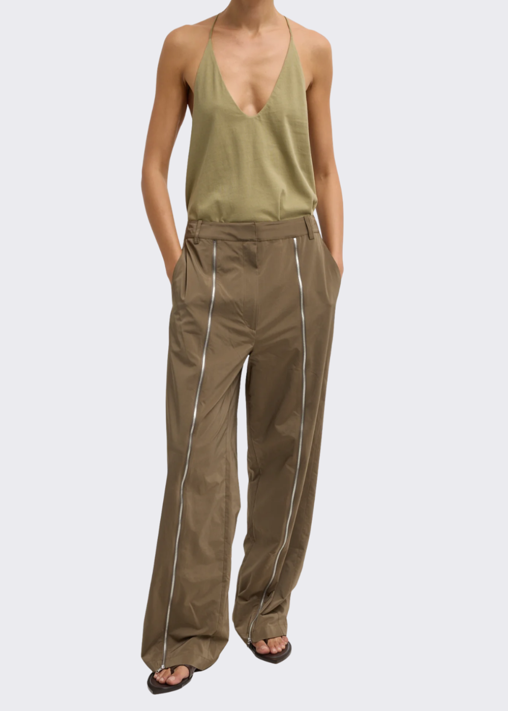 Tibi Nylon Zipper Trouser | Shop Tula