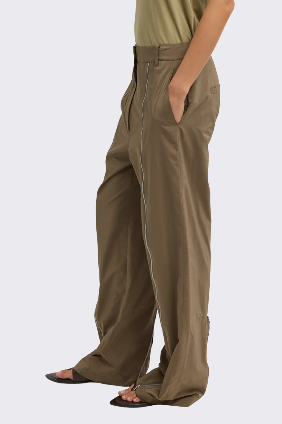 Tibi Nylon Zipper Trouser | Shop Tula