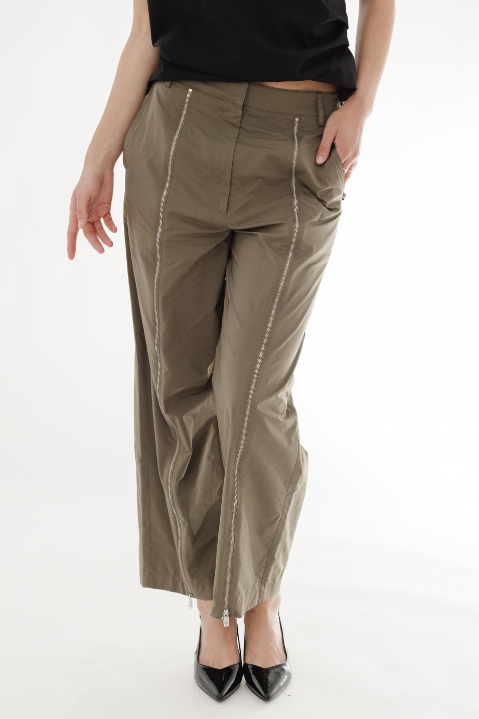 Tibi Nylon Zipper Trouser | Shop Tula