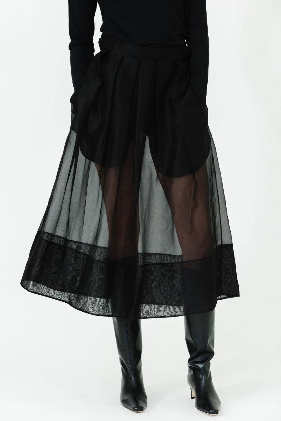 Tibi Organza Full Skirt in Black | Shop Tula