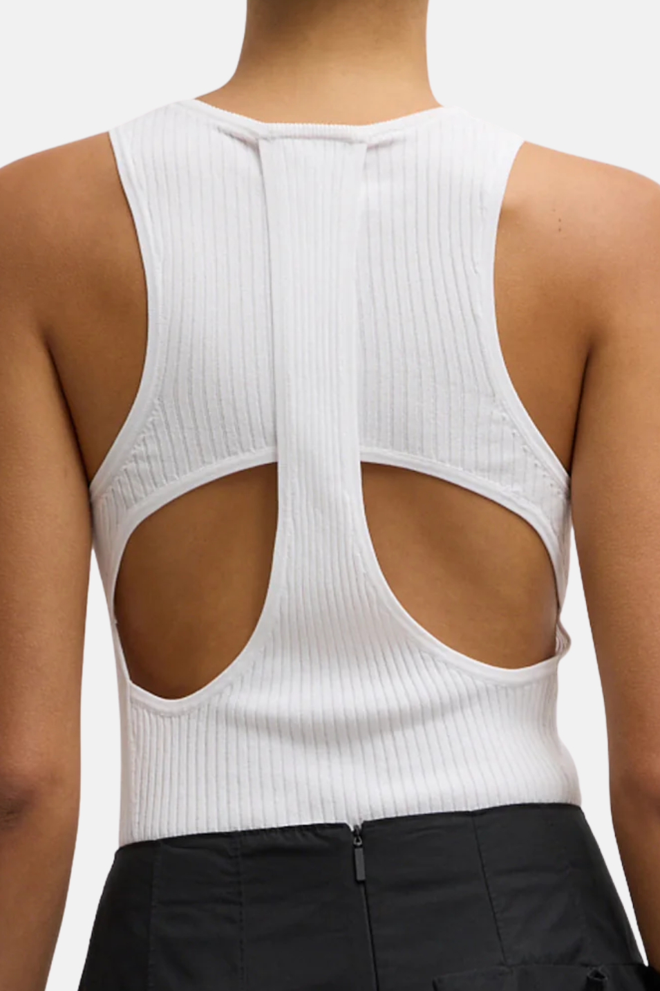 Tibi Ribbed Sweater Cut Out Tank in White | Shop Tula