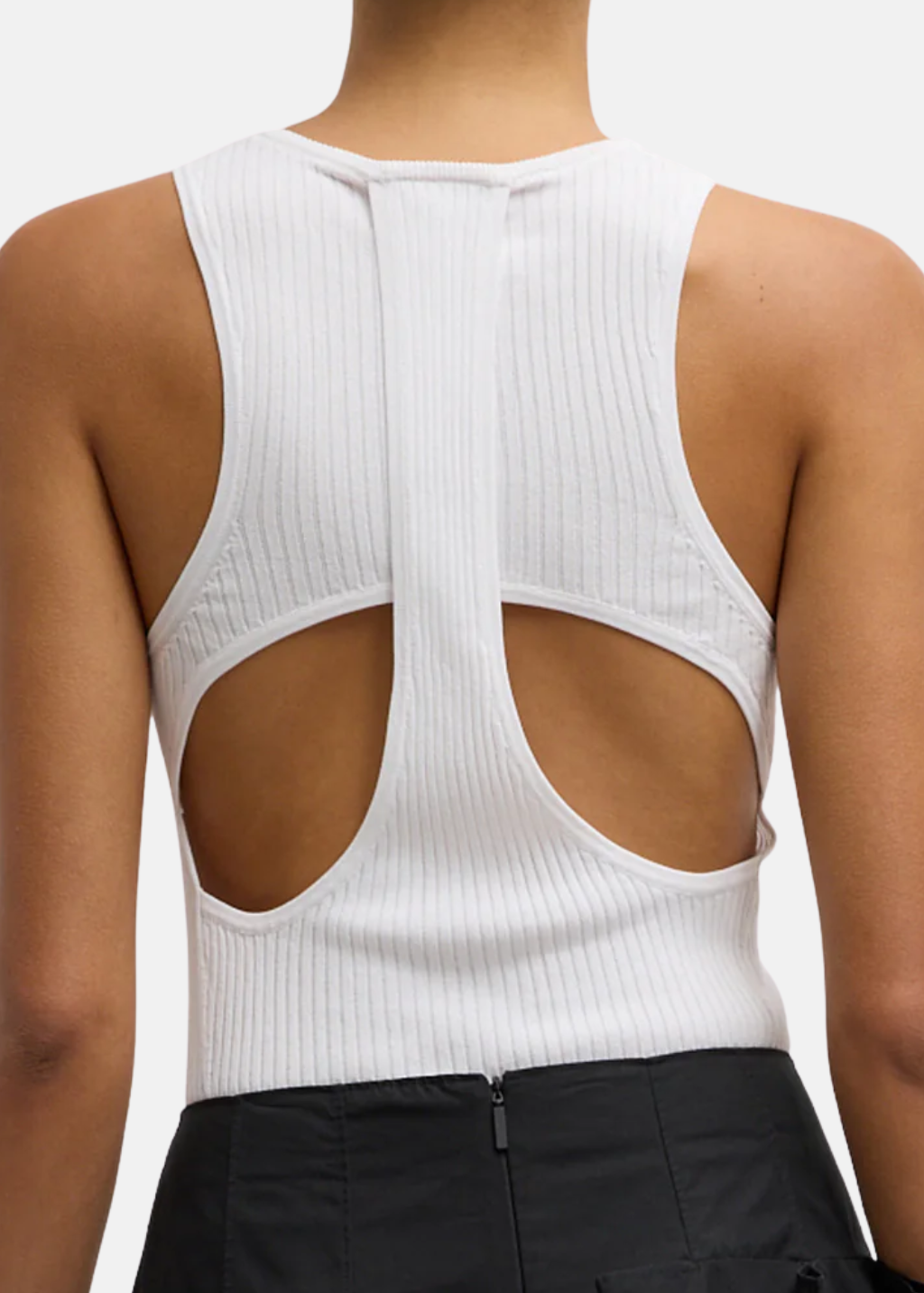Tibi Ribbed Sweater Cut Out Tank in White | Shop Tula