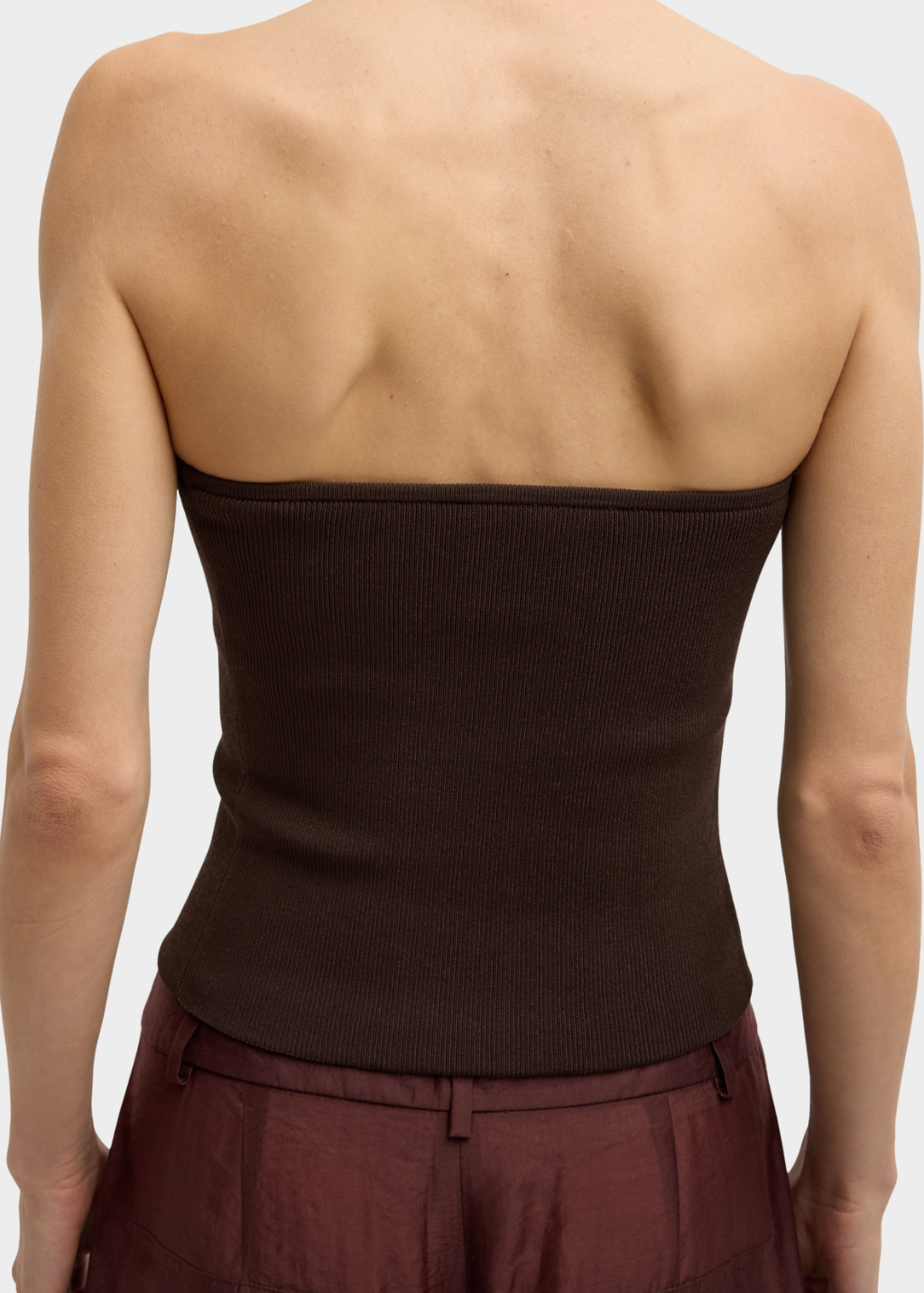 Tibi Ribbed Sweater Tube Top In Brown | Shop Tula