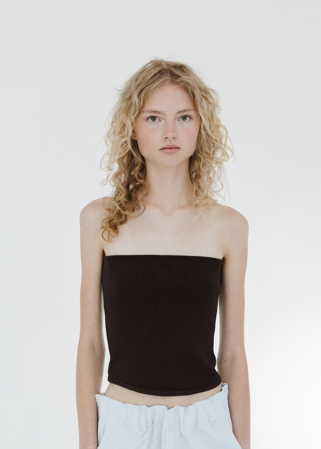 Tibi Ribbed Sweater Tube Top in Brown | Shop Tula