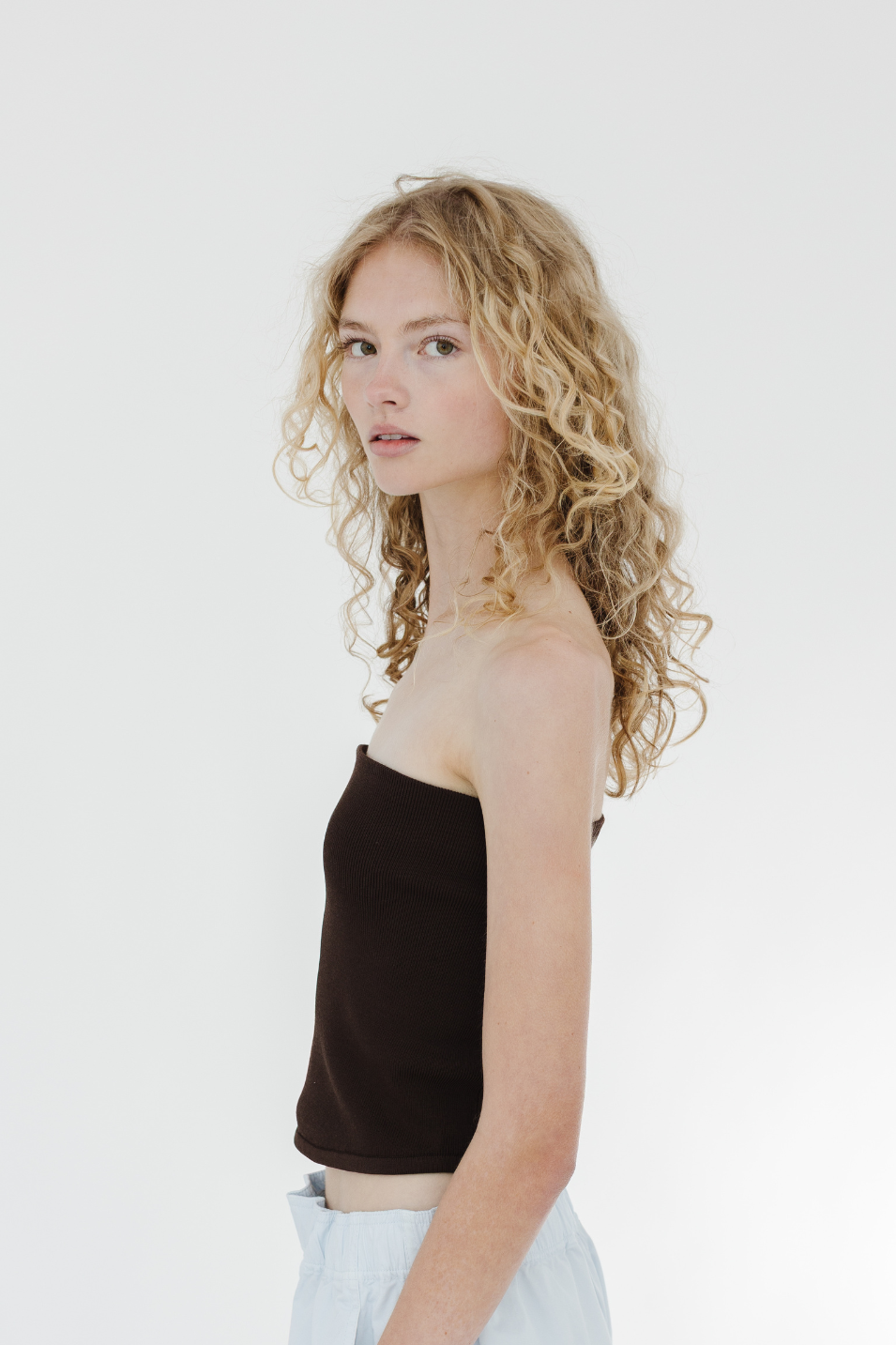 Tibi Ribbed Sweater Tube Top in Brown | Shop Tula