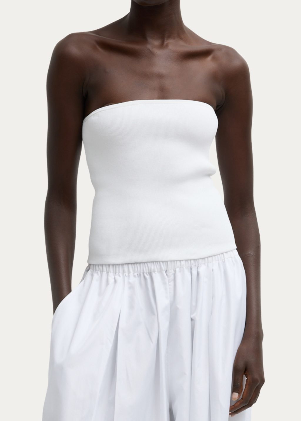 Tibi Ribbed Sweater Tube Top in White | Shop Tula
