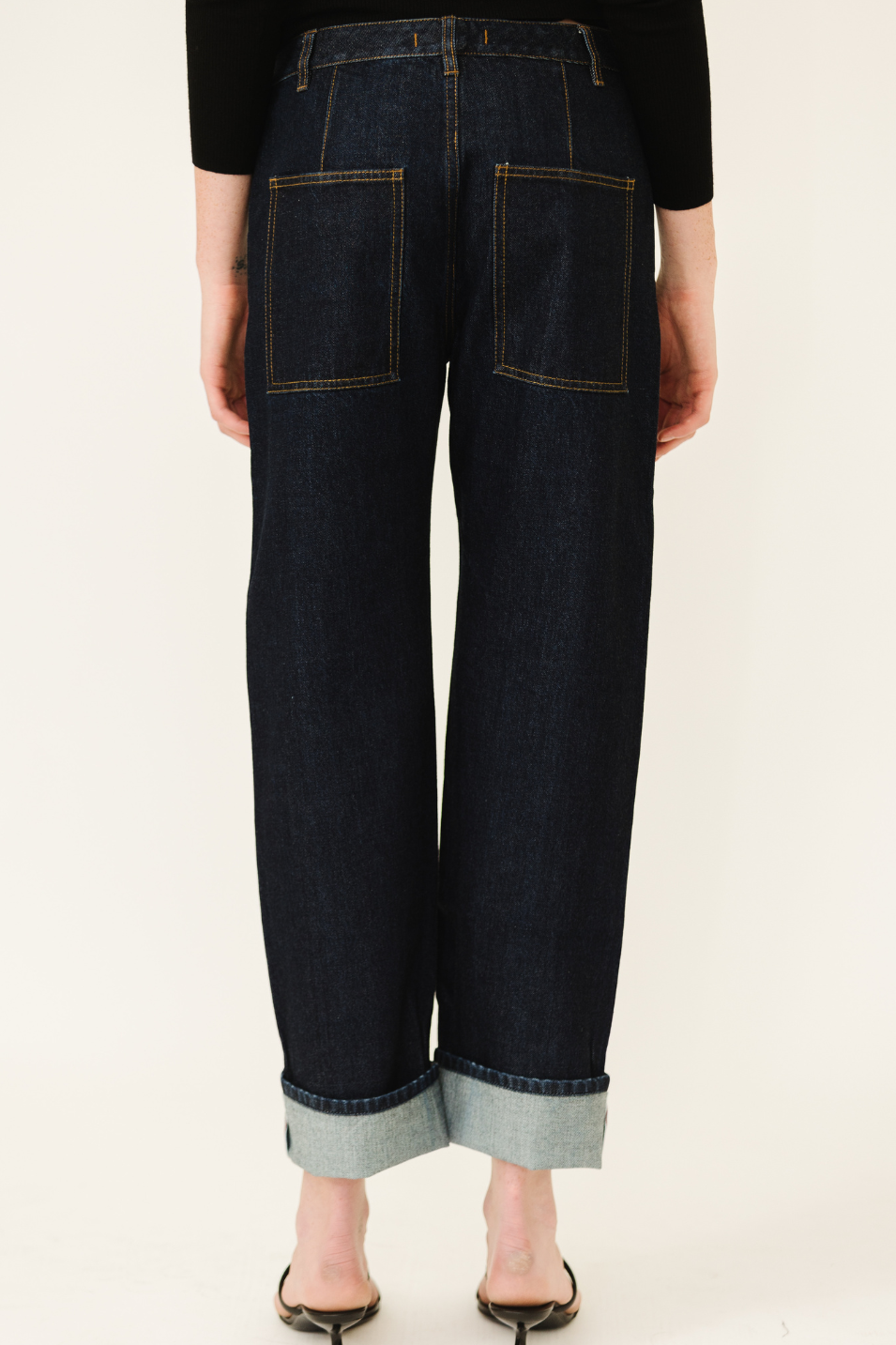 Tibi Selvage Denim 5 Pocket Alec Jean in Dark | Shop Tula