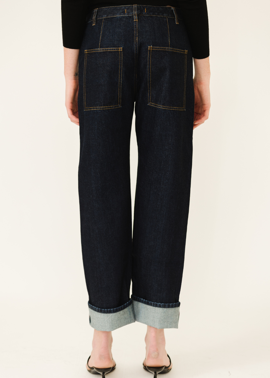 Tibi Selvage Denim 5 Pocket Alec Jean in Dark | Shop Tula