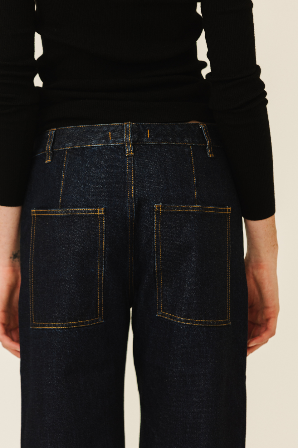 Tibi Selvage Denim 5 Pocket Alec Jean in Dark | Shop Tula