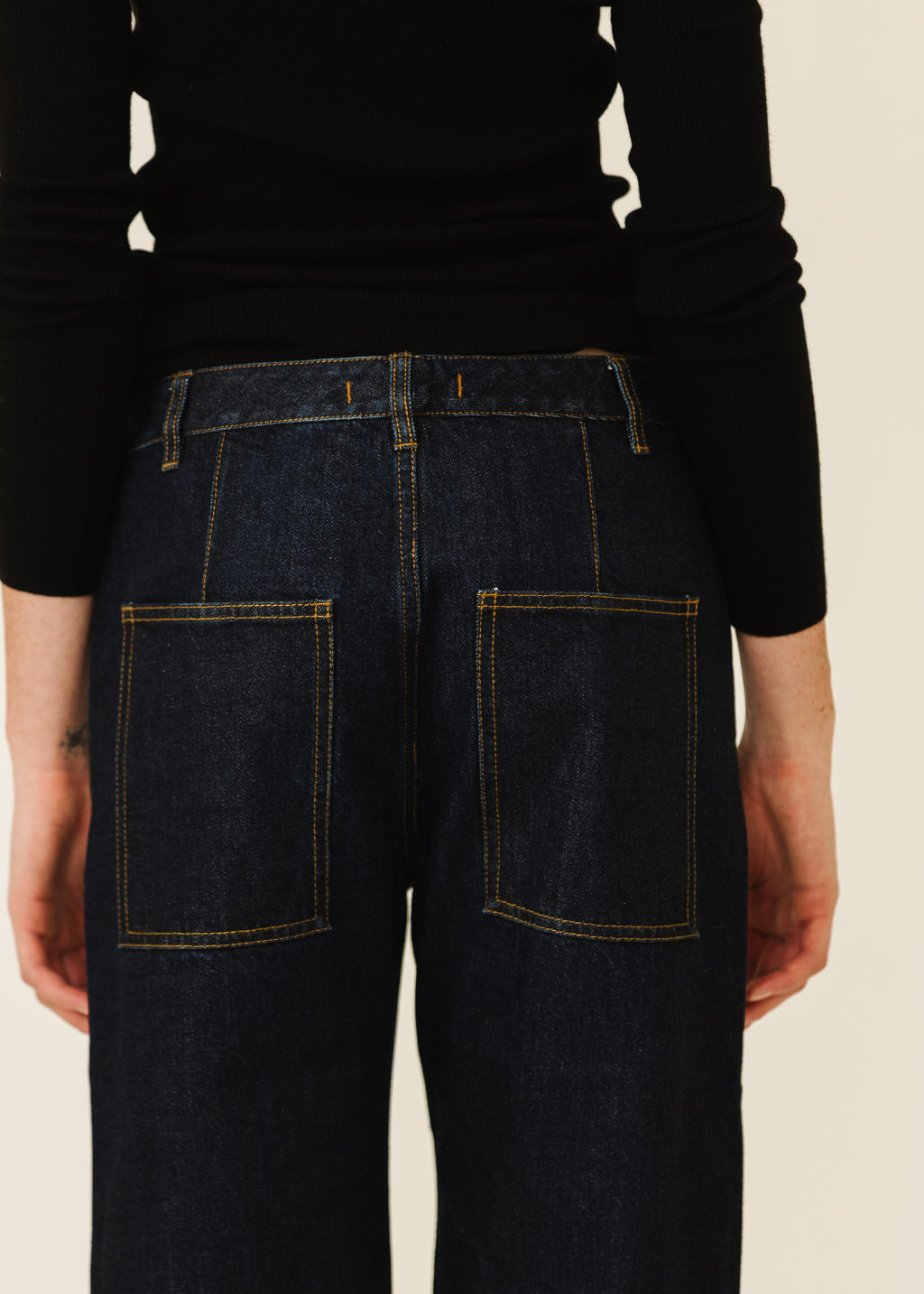 Tibi Selvage Denim 5 Pocket Alec Jean in Dark | Shop Tula