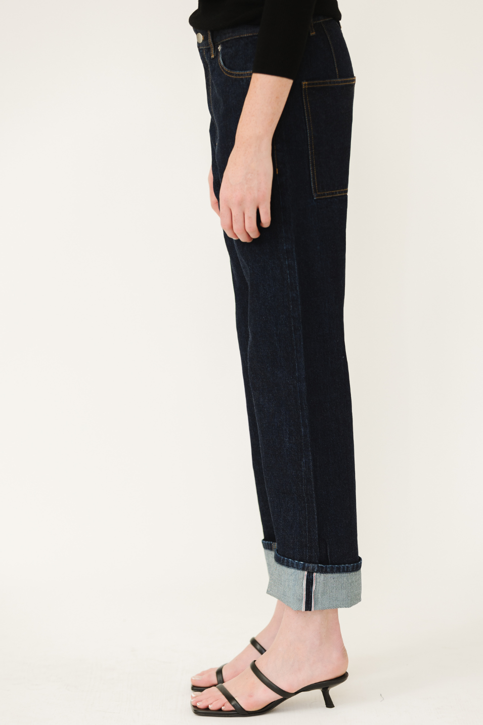 Tibi Selvage Denim 5 Pocket Alec Jean in Dark | Shop Tula