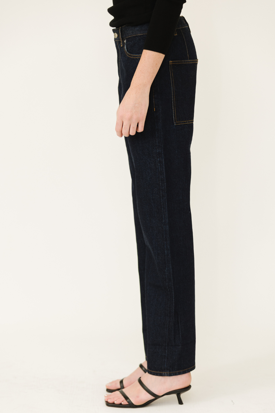 Tibi Selvage Denim 5 Pocket Alec Jean in Dark | Shop Tula