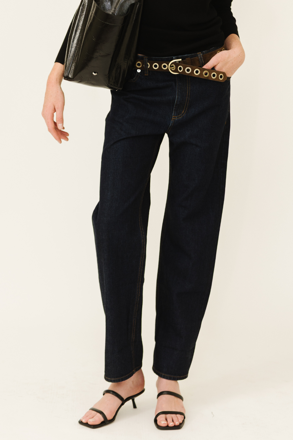 Tibi Selvage Denim 5 Pocket Alec Jean in Dark | Shop Tula