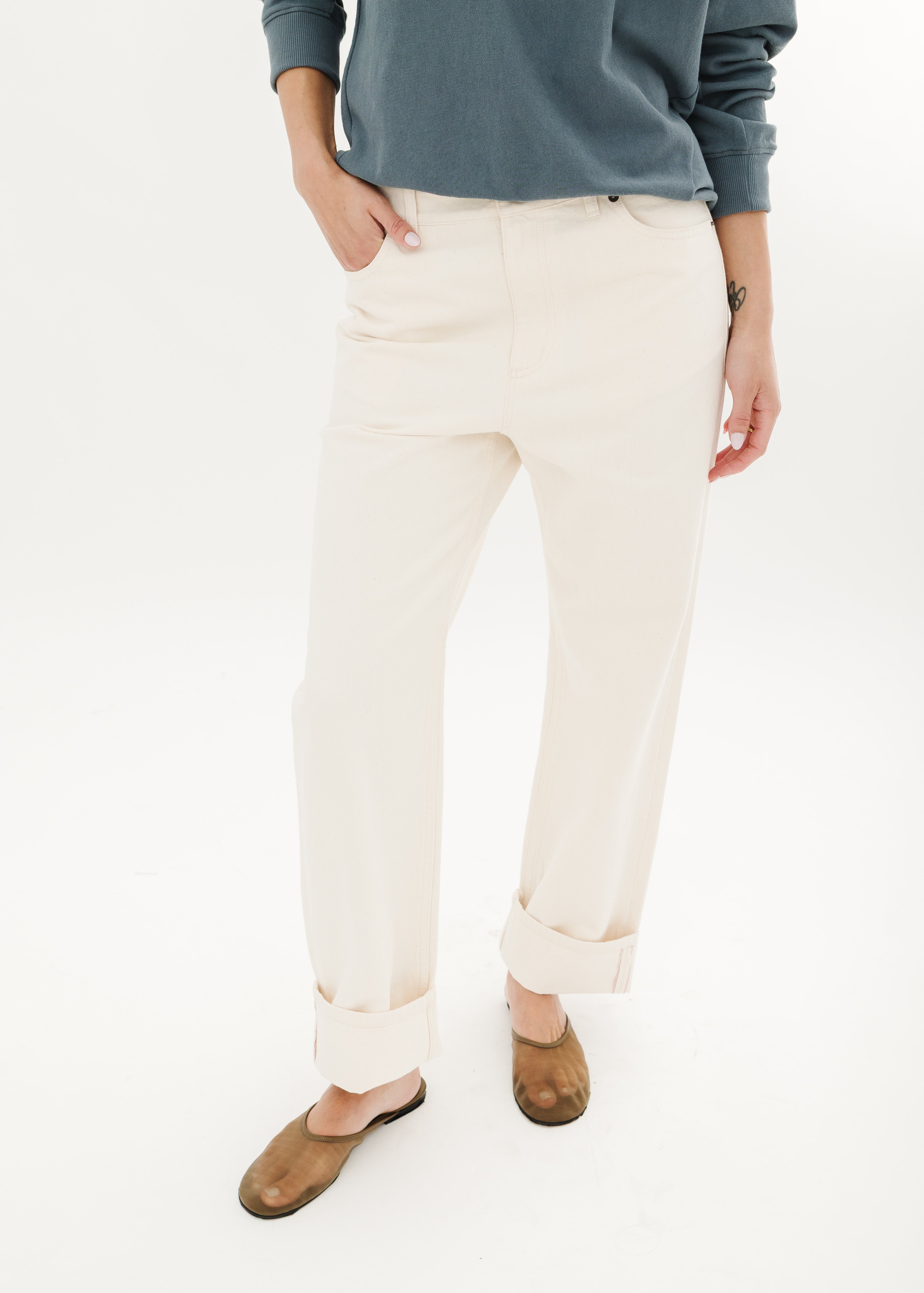 Tibi Selvedge Denim Alec Jean in Natural | Shop Tula