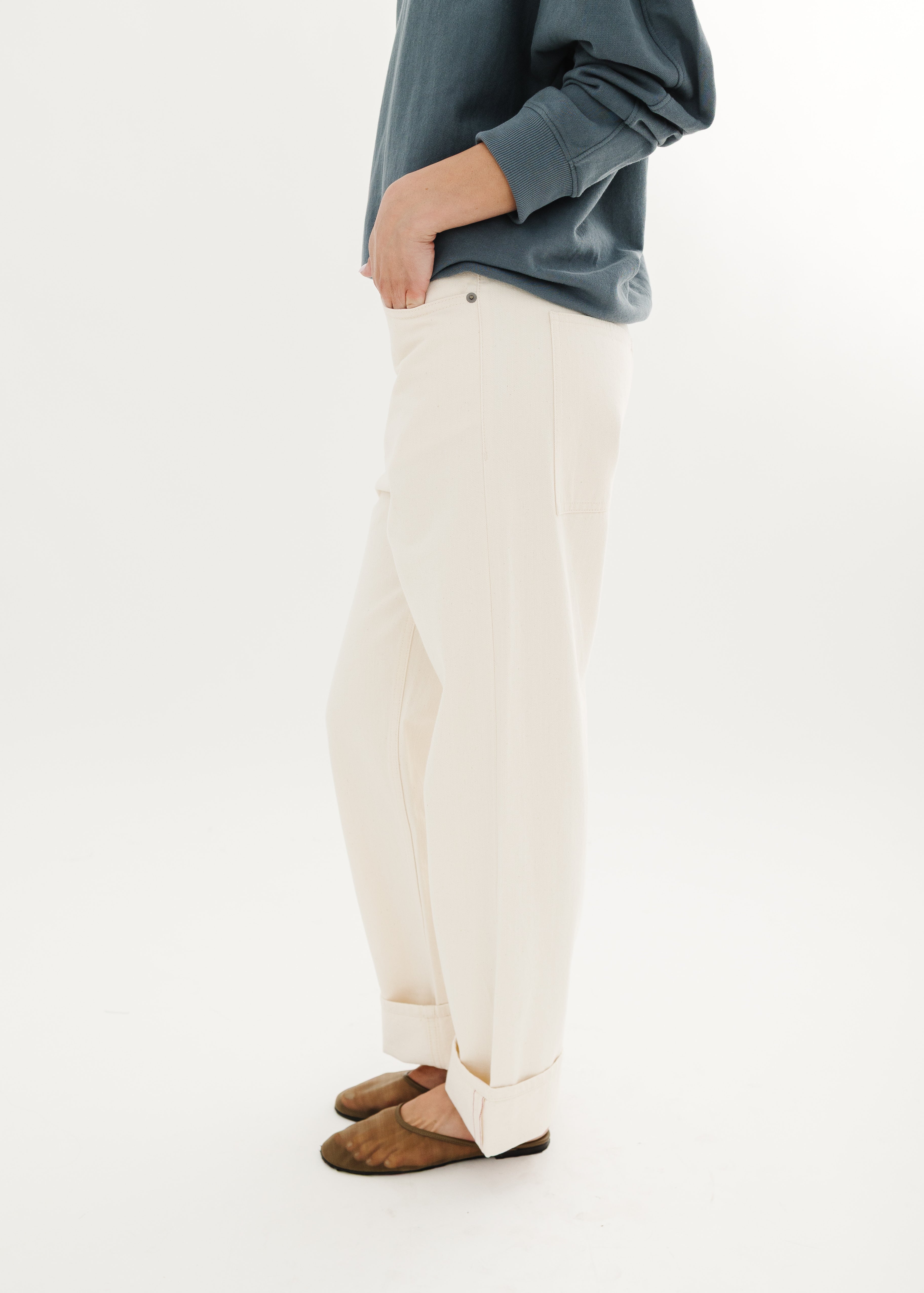 Tibi Selvedge Denim Alec Jean in Natural | Shop Tula