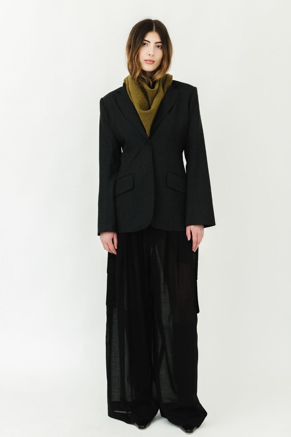 Tibi Sheer Wool Gauze Triple Pleat Pant | Shop Tula