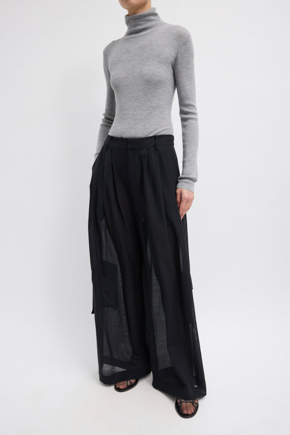 Tibi Sheer Wool Gauze Triple Pleat Pant | Shop Tula