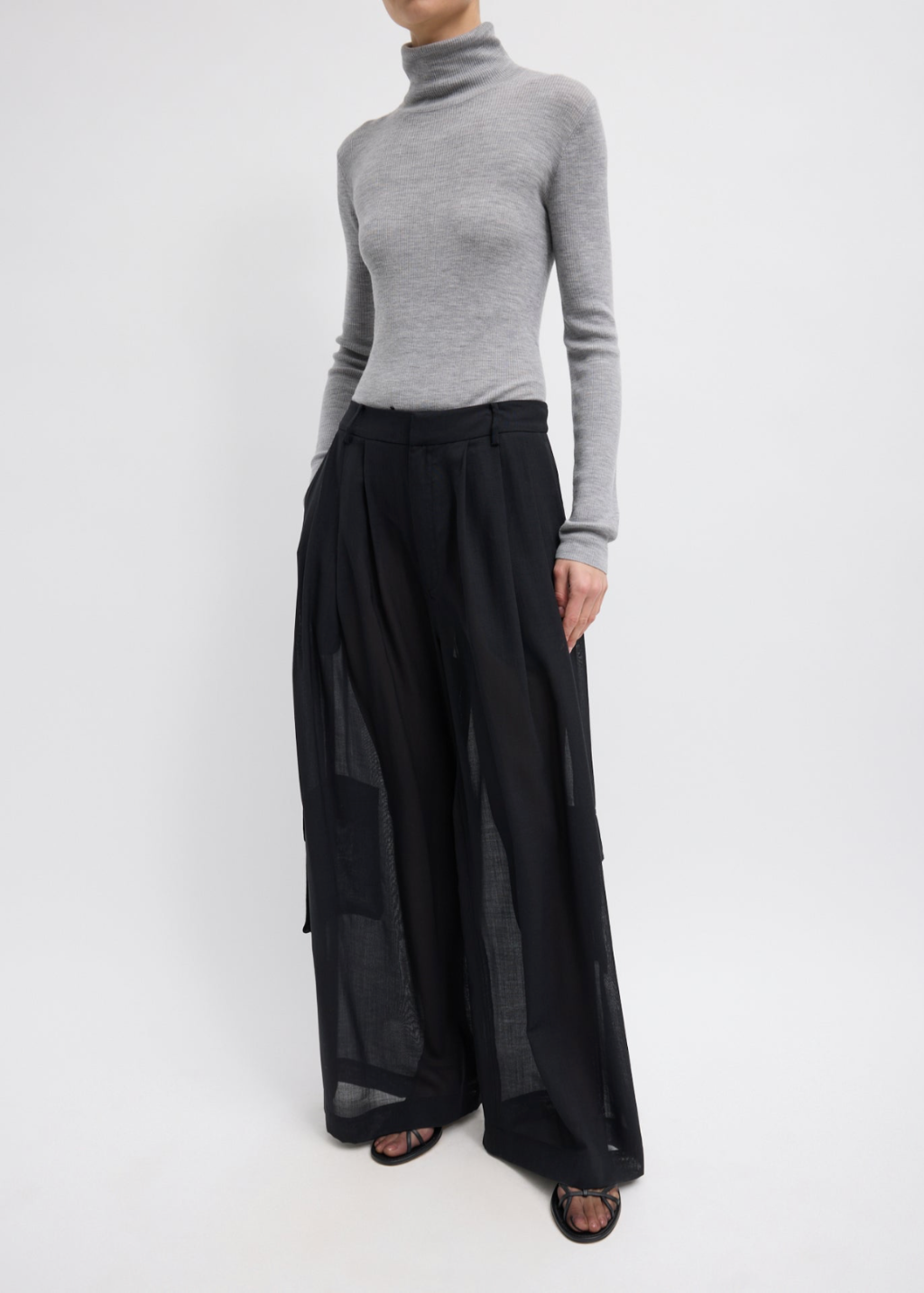 Tibi Sheer Wool Gauze Triple Pleat Pant | Shop Tula
