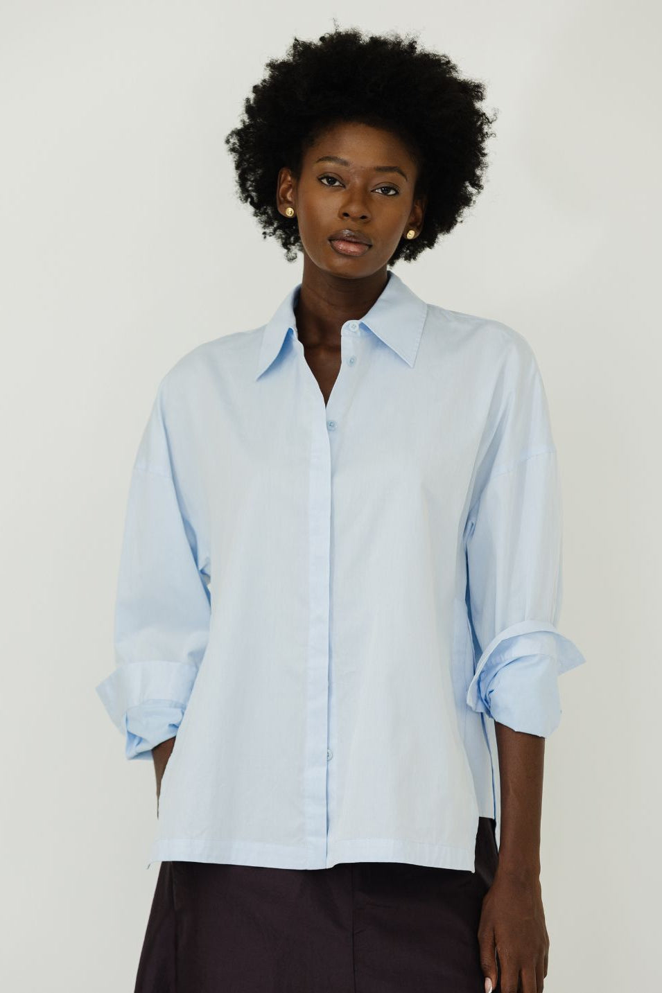 Tibi Shirting Gabe Oversized Shirt in Blue | Shop Tula