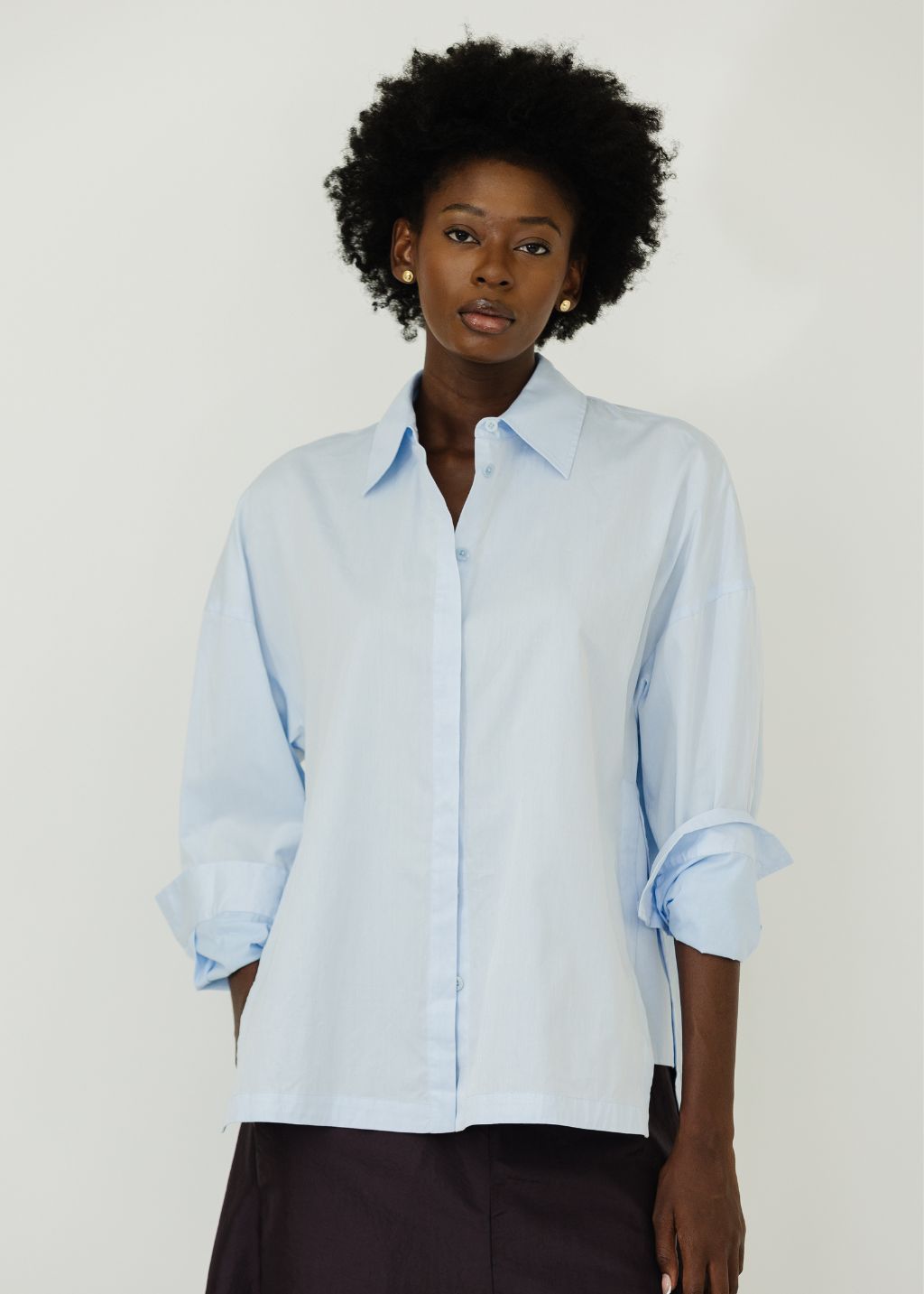 Tibi Shirting Gabe Oversized Shirt in Blue | Shop Tula